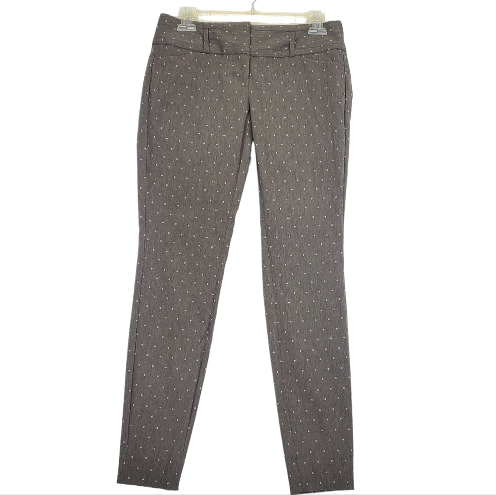 The Limited Exact Stretch Grey Polka Dot Skinny Leg Dress Pants Size 0